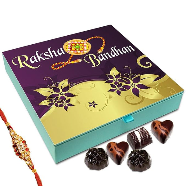 Chocholik Rakhi Gift Box - Best Rakhi Wishes Chocolate Box for Brother - 9pc + Free Rakhi