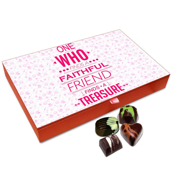 Chocholik Friendship Gift Box - A Faithful Friend Is Like Treasure Chocolate Box For Friends - 12pc