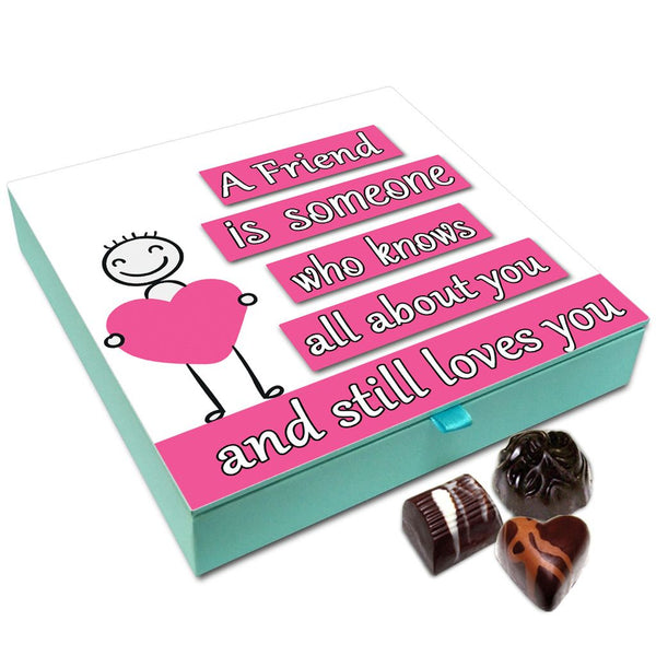 Chocholik Friendship Gift Box - A Friend Knows All About You And Still Likes You Chocolate Box For Friends - 9pc