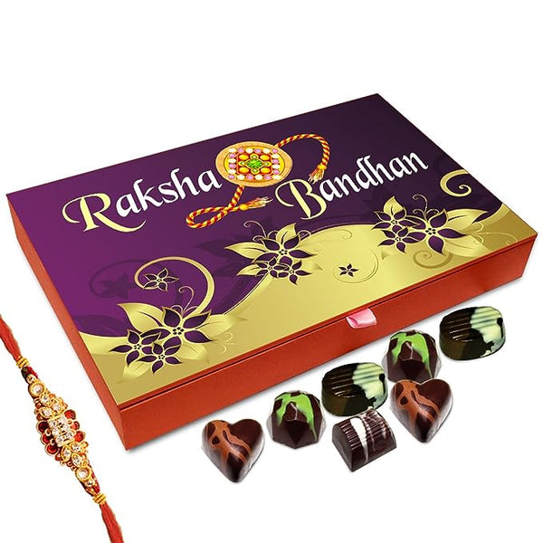 Chocholik Rakhi Gift Box - Best Rakhi Wishes Chocolate Box for Brother - 12Pc with Rakhi