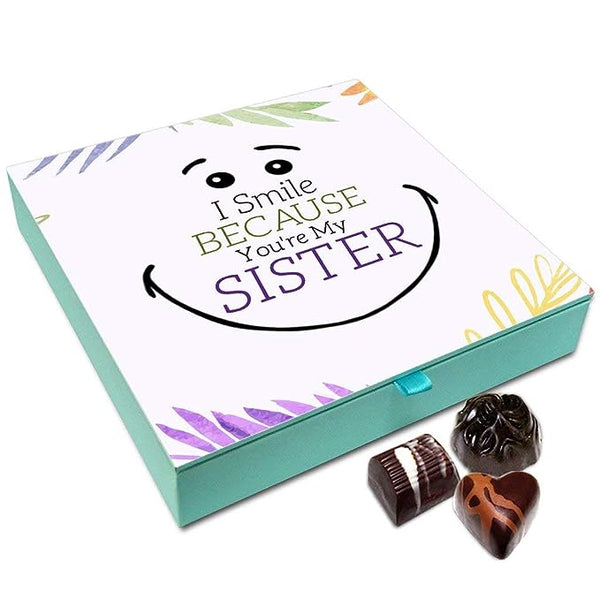 Chocholik Rakhi Gift Box - I Smile Because You are My Sister Chocolate Box for Sister - 9pc