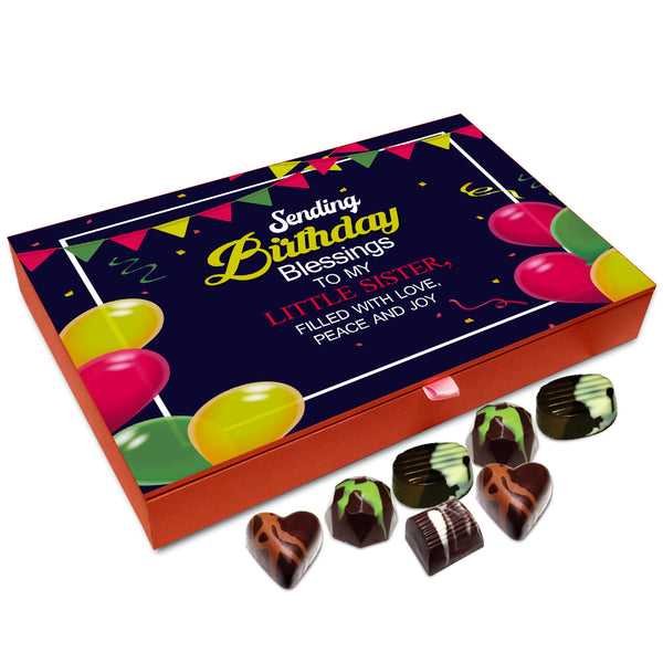 Chocholik Gift Box - Sending Birthday Blessings To My Little Sister Chocolate Box - 12pc