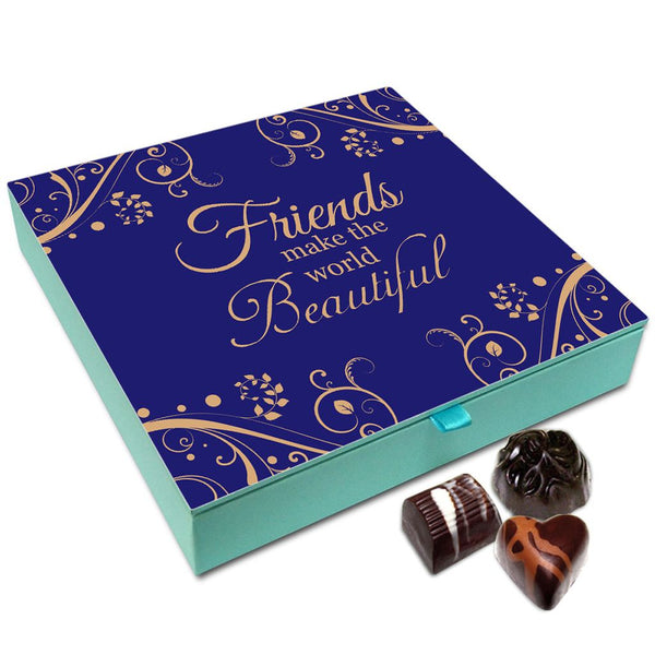 Chocholik Friendship Gift Box - Friends Make The world Beautiful Chocolate Box For Friends - 9pc