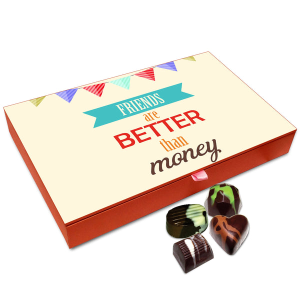 Chocholik Friendship Gift - Friends are Important Than Money Chocolate Box for Friends - 12 Pc